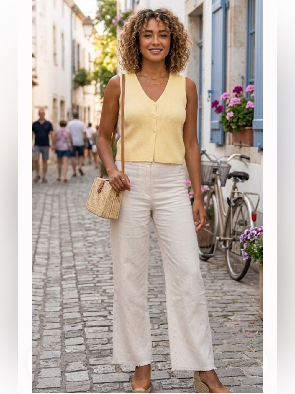 Sincerely Jules Lemon Yellow V-Neck Ribbed Tank Top